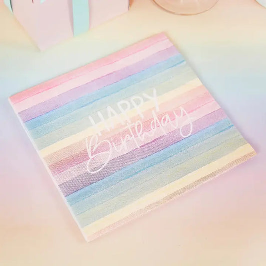 Eco Rainbow 'Happy Birthday' Paper Napkins 16 Pack