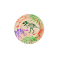 Natural brown dinosaur fossil paper plate with colorful dinosaur skeletons for kids birthday from Parte Haus party supply store in Bethesda Maryland