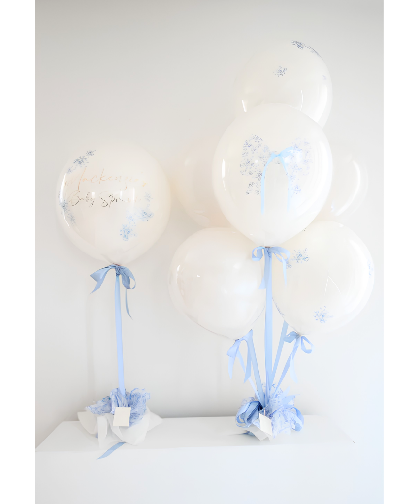 Elegant Floral Blues Personalized Balloons