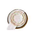 Pink elephant baby shower paper plates with floral and star design from Parte Haus party supply store in Bethesda MD