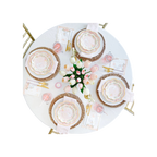 Pink elephant baby shower plates with floral accents on decorated table from Parte Haus party supply store in Bethesda MD