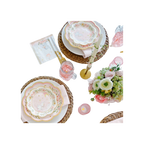 Pink elephant baby shower paper plates with floral design baby shower theme from Parte Haus party supply store in Bethesda Maryland