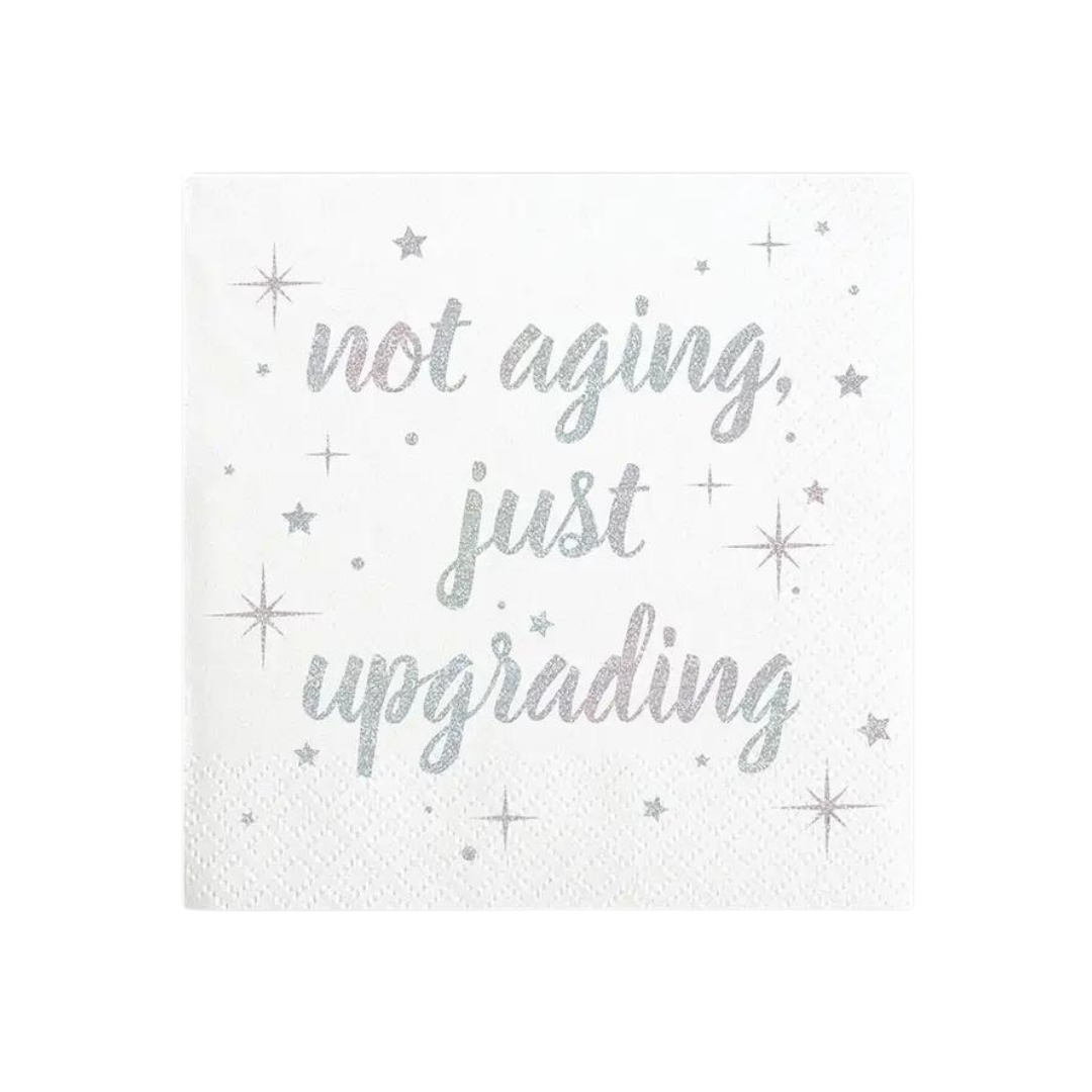 White embossed foil beverage napkin with silver stars birthday theme from Parte Haus party supply store in Bethesda MD