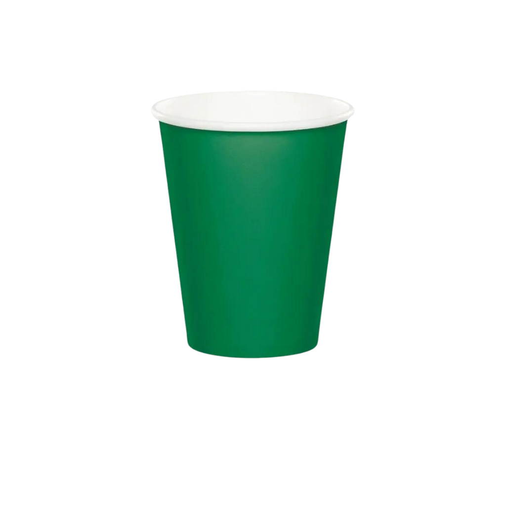 Emerald green paper cup with white interior for celebrations from Parte Haus party supply store in Bethesda MD