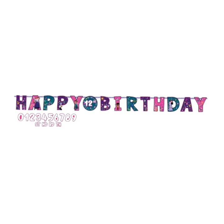 Purple Encanto "Happy Birthday" Add an Age Banner Kit