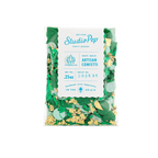 Green and gold artisan confetti in clear mini pack festive Evergreen celebration from Parte Haus party supply store in Bethesda MD