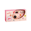 Pink checkered disposable camera in gift box for celebrations from Parte Haus party supply store in Bethesda MD.