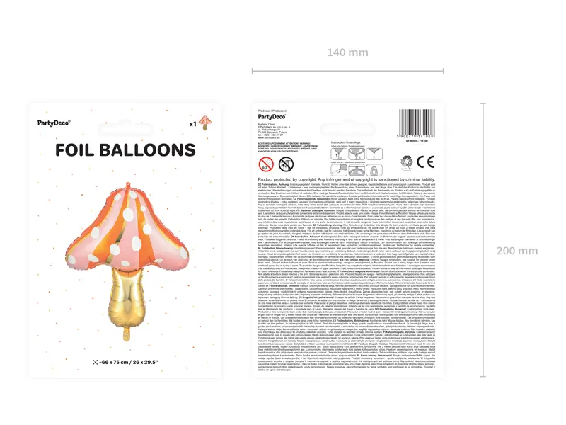 Multicolor Dotted Mushroom Foil Balloon, 30in