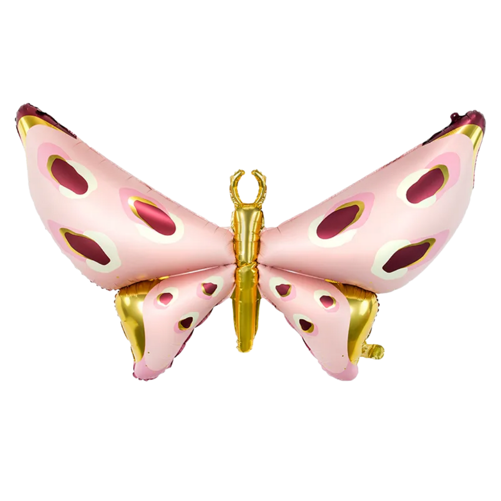 Giant Pink and Gold with Red Spots Butterfly Foil Balloon, 43in