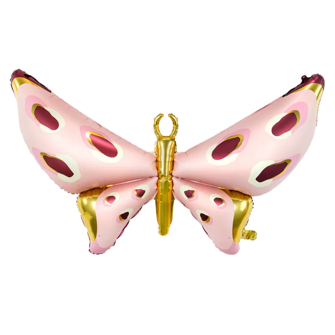 Giant Pink and Gold with Red Spots Butterfly Foil Balloon, 43in