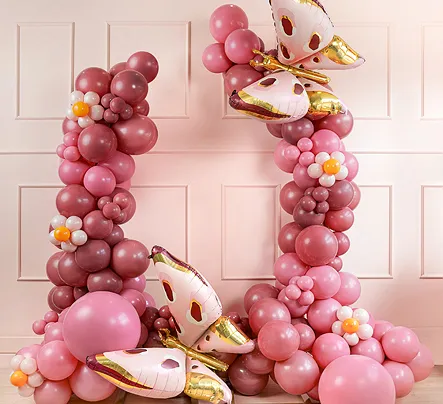 Giant Pink and Gold with Red Spots Butterfly Foil Balloon, 43in