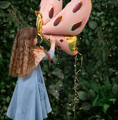 Giant Pink and Gold with Red Spots Butterfly Foil Balloon, 43in