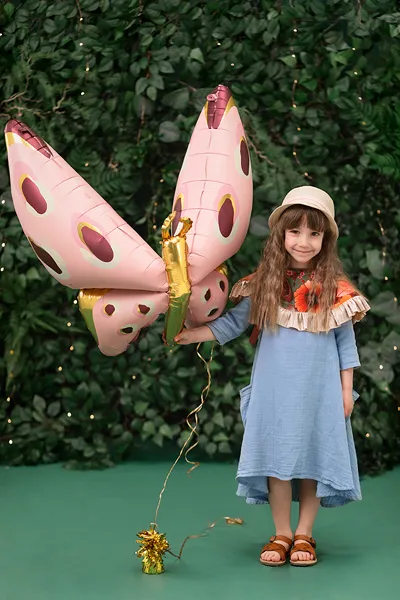 Giant Pink and Gold with Red Spots Butterfly Foil Balloon, 43in