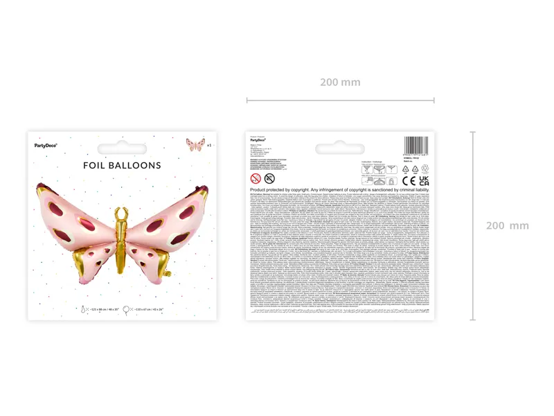 Giant Pink and Gold with Red Spots Butterfly Foil Balloon, 43in