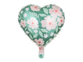 Pink and Green Flower Scatter Heart Shaped Foil Balloon, 14in