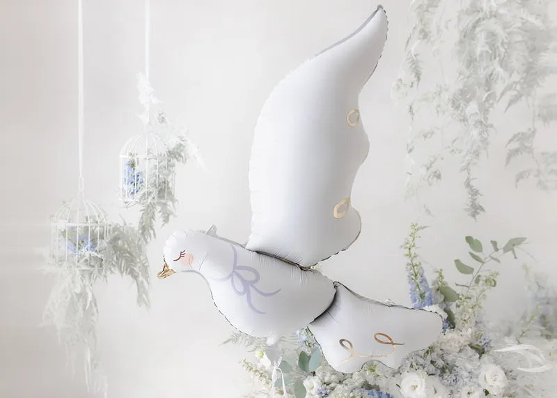 Giant White Flying Dove Foil Balloon, 35in