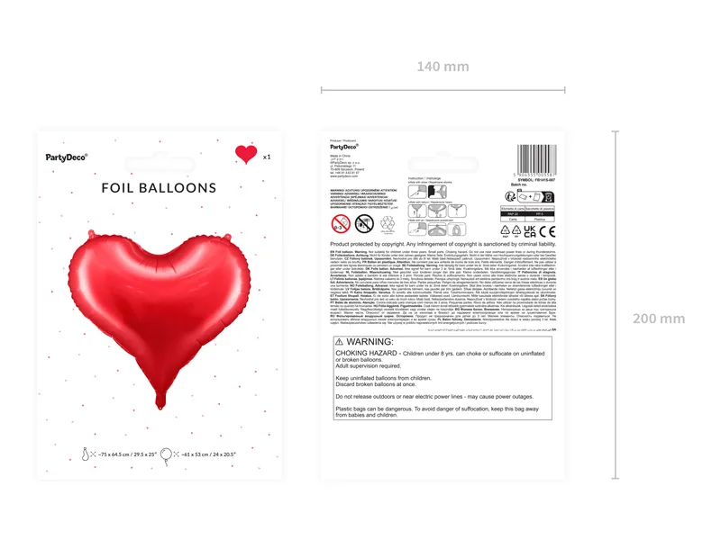 Red Heart Foil Balloon, 24in