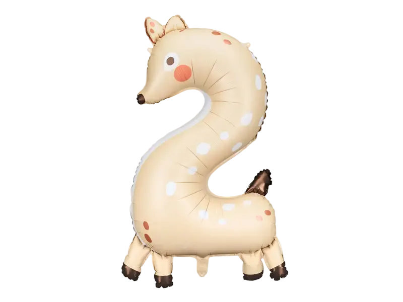 Giant Beige Deer Number 2 Foil Balloon, 40in