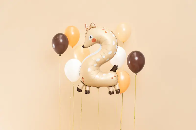Giant Beige Deer Number 2 Foil Balloon, 40in