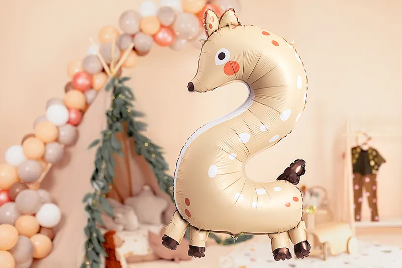 Giant Beige Deer Number 2 Foil Balloon, 40in