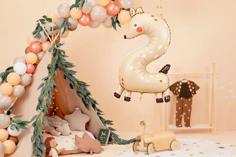 Giant Beige Deer Number 2 Foil Balloon, 40in