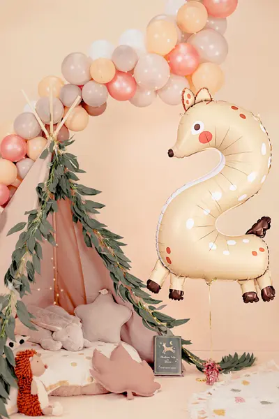 Giant Beige Deer Number 2 Foil Balloon, 40in