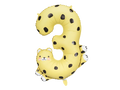Giant Yellow Cheetah Print Number 3 Foil Balloon, 42in