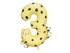 Giant Yellow Cheetah Print Number 3 Foil Balloon, 42in
