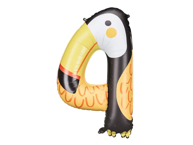 Giant Multicolored Tucan Number 4 Balloon, 38in
