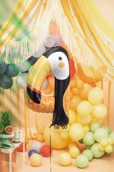 Giant Multicolored Tucan Number 4 Balloon, 38in