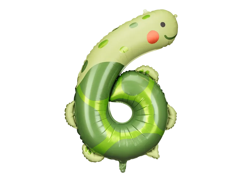 Giant Green Turtle Number 6 Foil Balloon, 37in