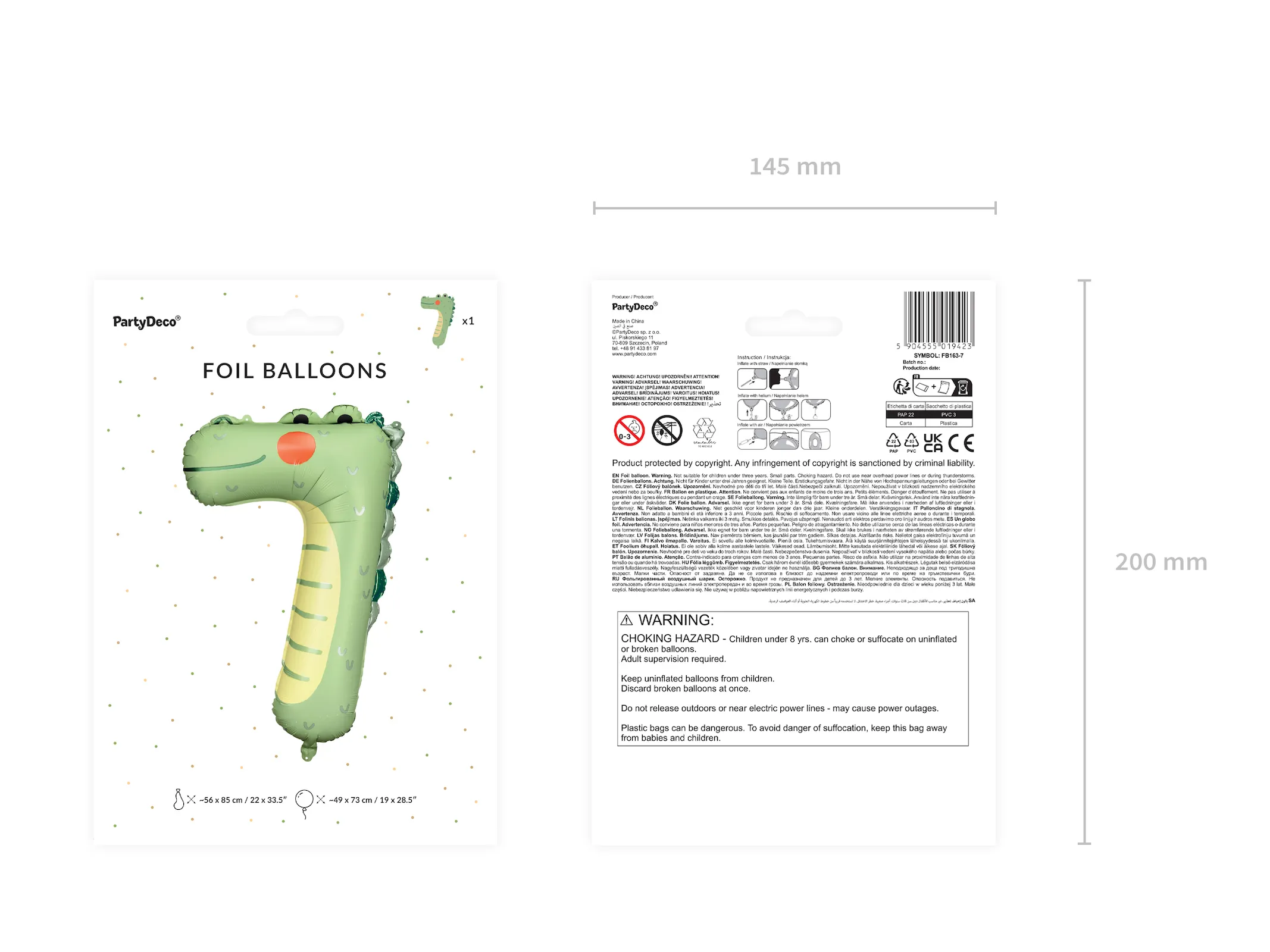 Green Crocodile Number 7 Balloon, 33in