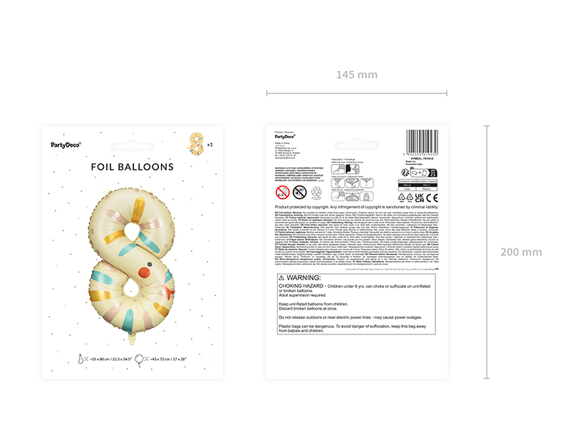 Yellow Snake Number 8 Balloon, 34in