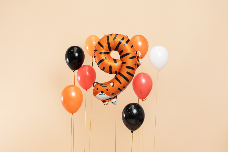 Orange Tiger Number 9 Balloon, 34in