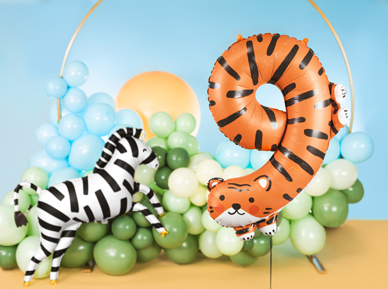 Orange Tiger Number 9 Balloon, 34in