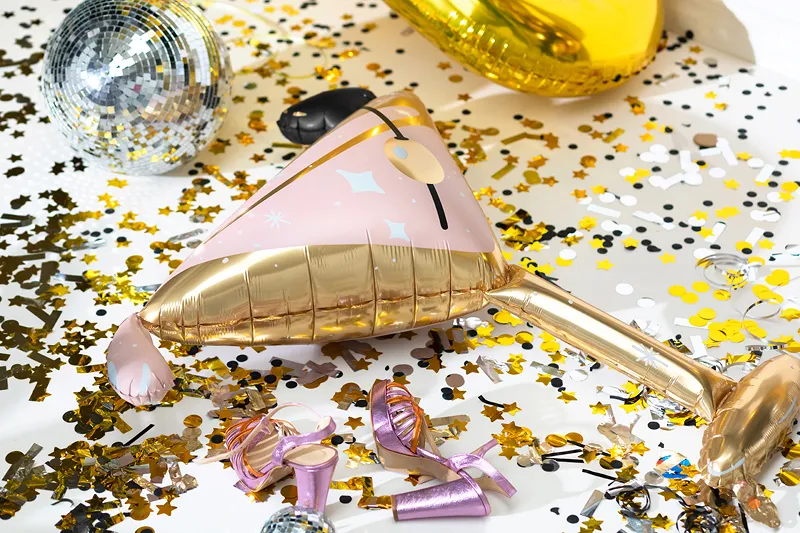 Giant Gold Martini Glass Foil Balloon, 50in