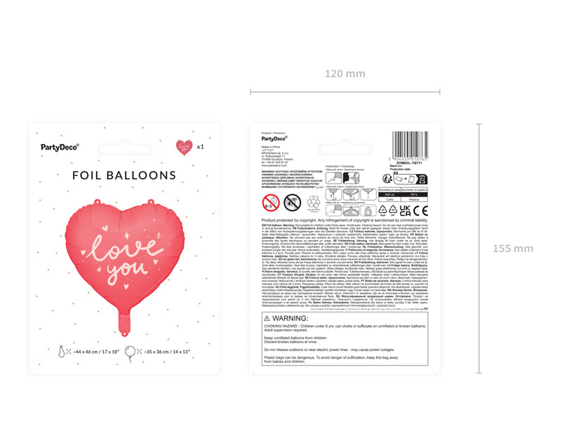 Red Heart "Love You" Foil Balloon, 18in