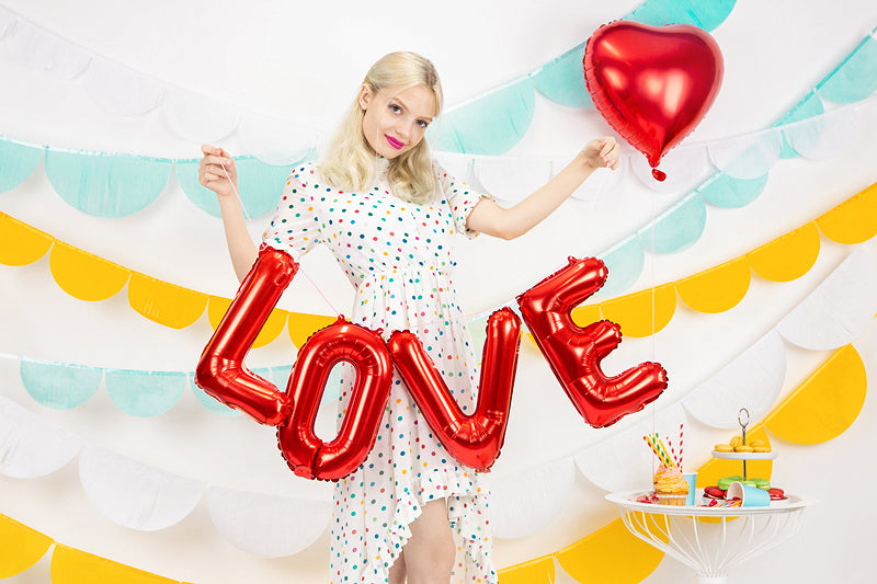 Red "LOVE" Foil Balloons, 14in