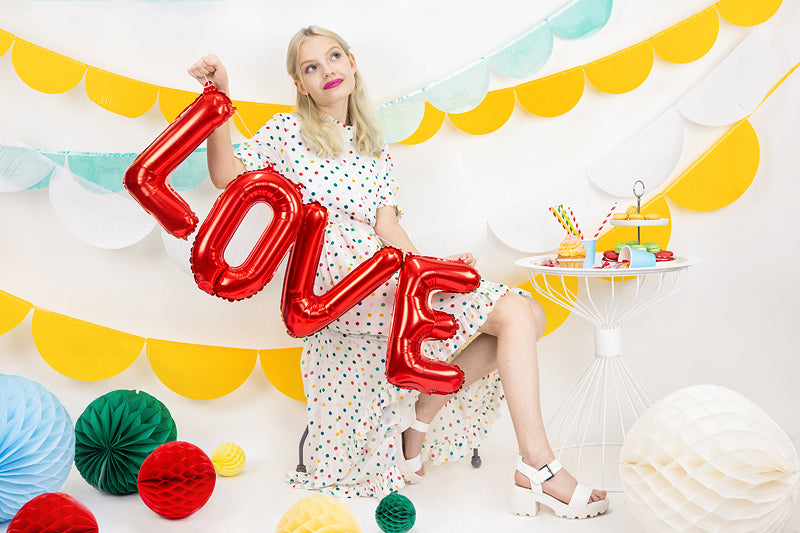 Red "LOVE" Foil Balloons, 14in