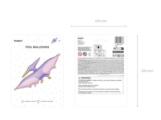 Purple Pterodactyl Foil Balloon, 20in