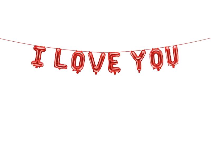 Giant Red "I Love You" Foil Balloon Banner, 102in