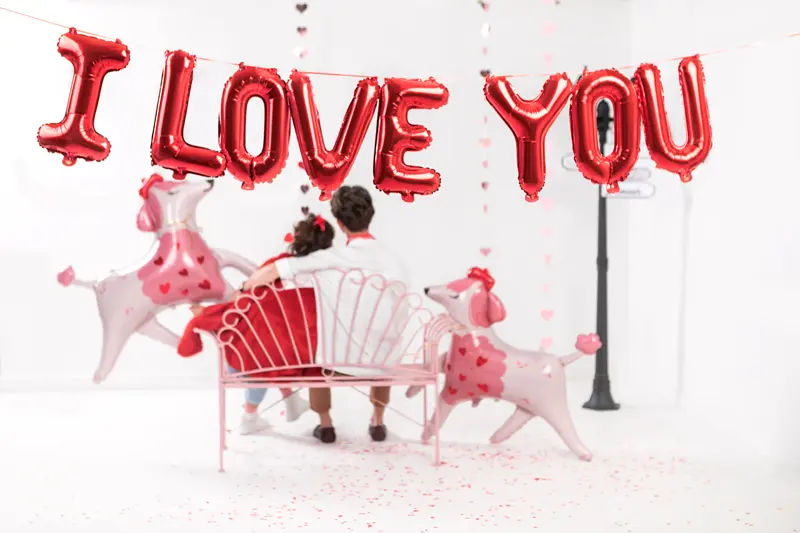 Giant Red "I Love You" Foil Balloon Banner, 102in