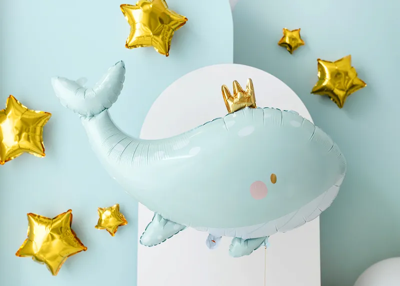 Sky Blue Whale Foil Balloon, 30in