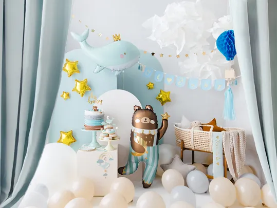 Sky Blue Whale Foil Balloon, 30in