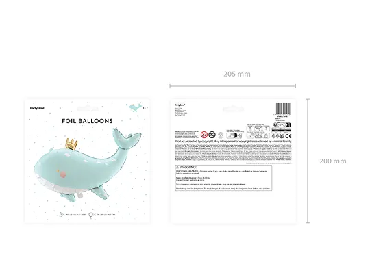 Sky Blue Whale Foil Balloon, 30in