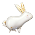 Giant White and Gold Rabbit Foil Balloon, 35in
