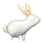 Giant White and Gold Rabbit Foil Balloon, 35in