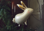 Giant White and Gold Rabbit Foil Balloon, 35in
