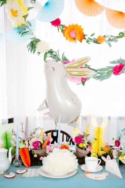 Giant White and Gold Rabbit Foil Balloon, 35in