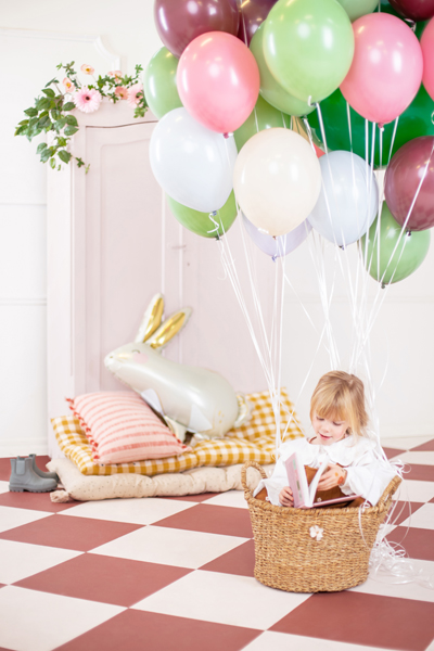 Giant White and Gold Rabbit Foil Balloon, 35in